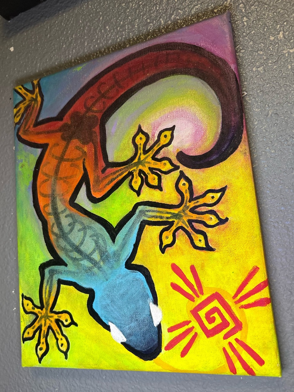 Colorful Gecko Canvas Wall Art - Vibrant Gradient Lizard Painting